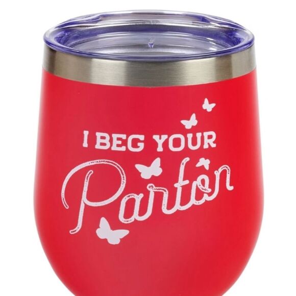 Dolly Parton "I Beg Your Pardon" Wine Cup w/Lid - Picture 2 of 7